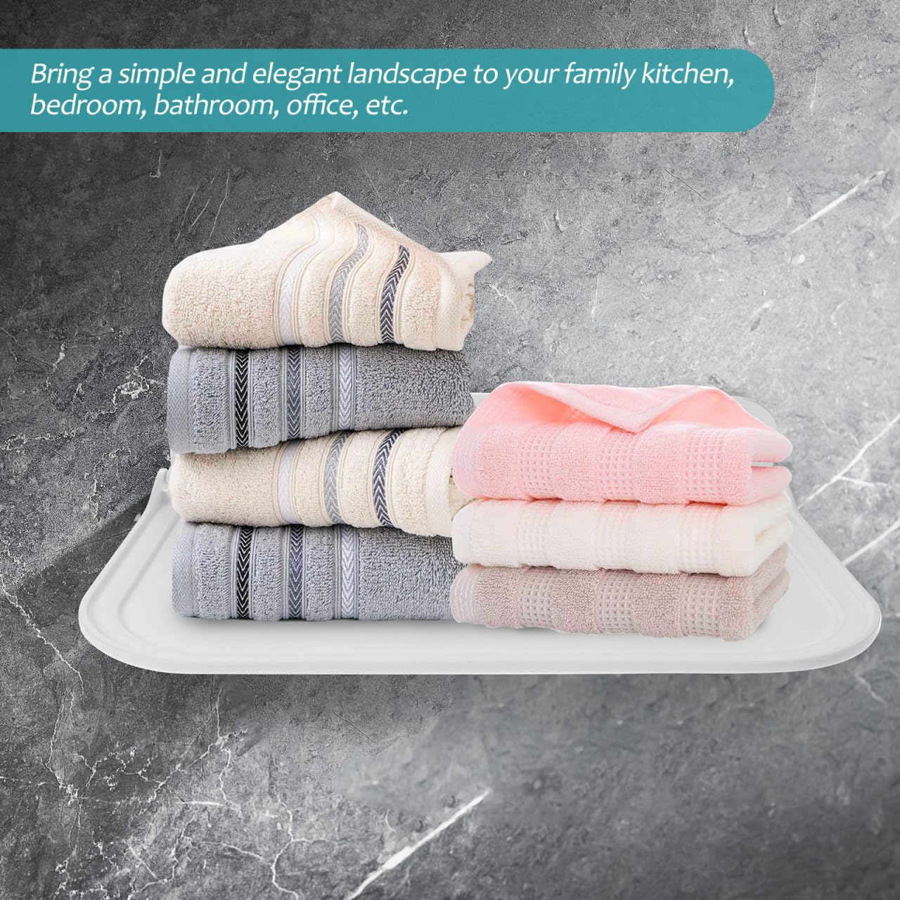 Zerodeko Étagère Murale Pliante Blanche en Plastique PP, Support de Rangement Simple et Élégant pour Salle de Bains ou Chambre, Tablette Murale Rabattable Pratique