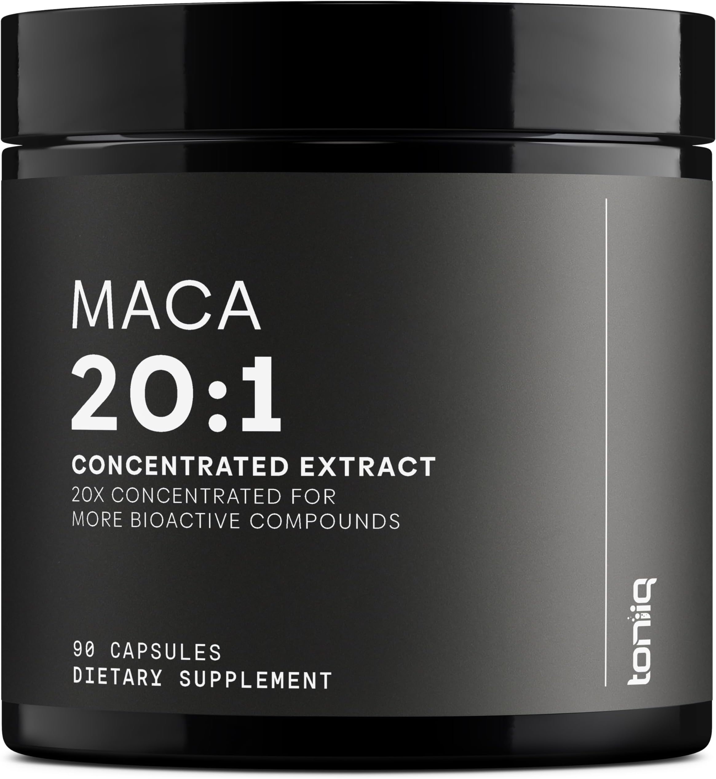 Toniiq Maca Root - Ultra High Potency 20:1 Extract - Black, Red and Yellow Maca Complex - Single Origin, Wildcrafted & Highly Concentrated - Third-Party Lab Tested - 90 Capsules