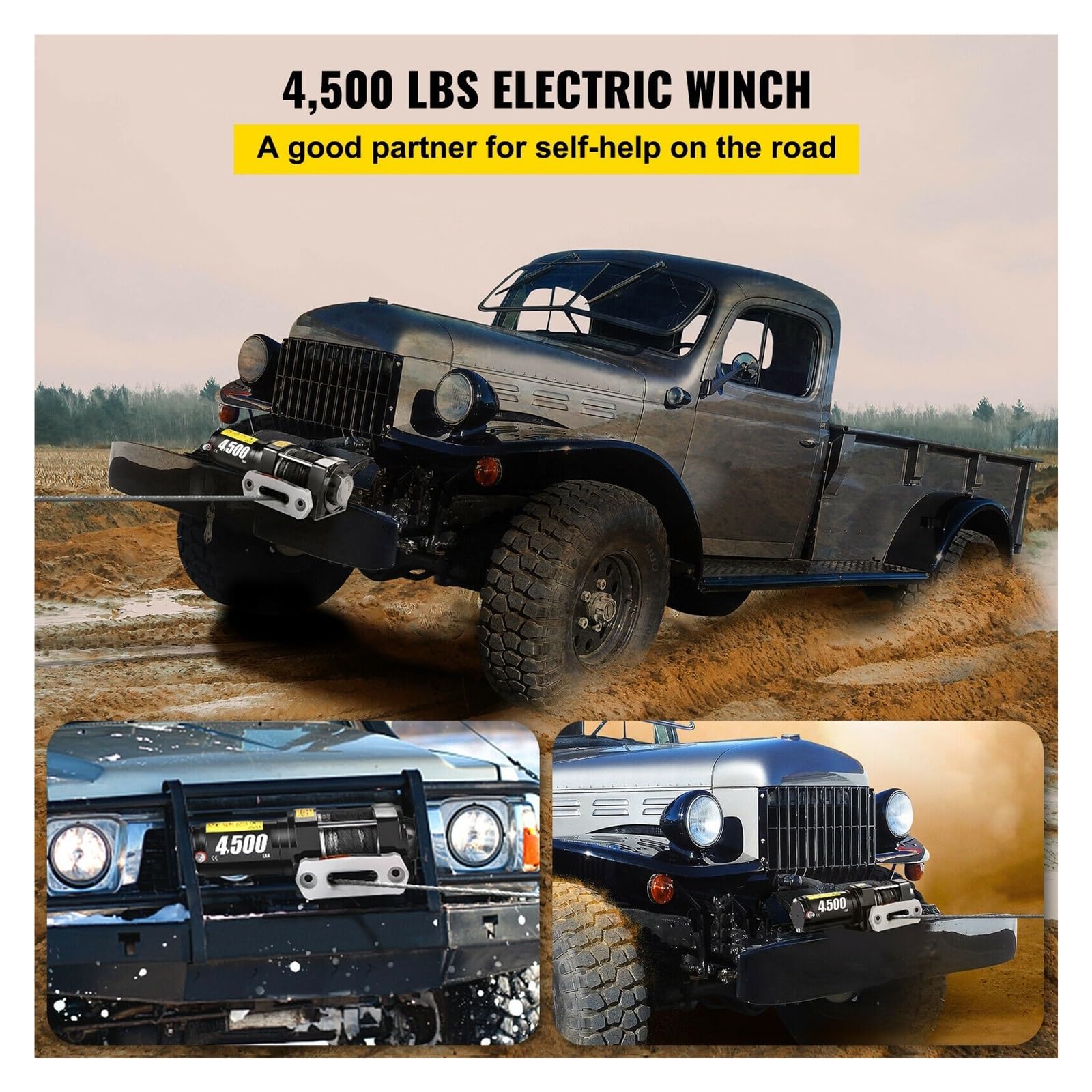 4500LBS 12V elektryczna wyciągarka do samochodów 4X4 42,6FT syntetyczna lina holownicza z bezprzewodowym sterowaniem ATV ciężarówka terenowa duża ładowność