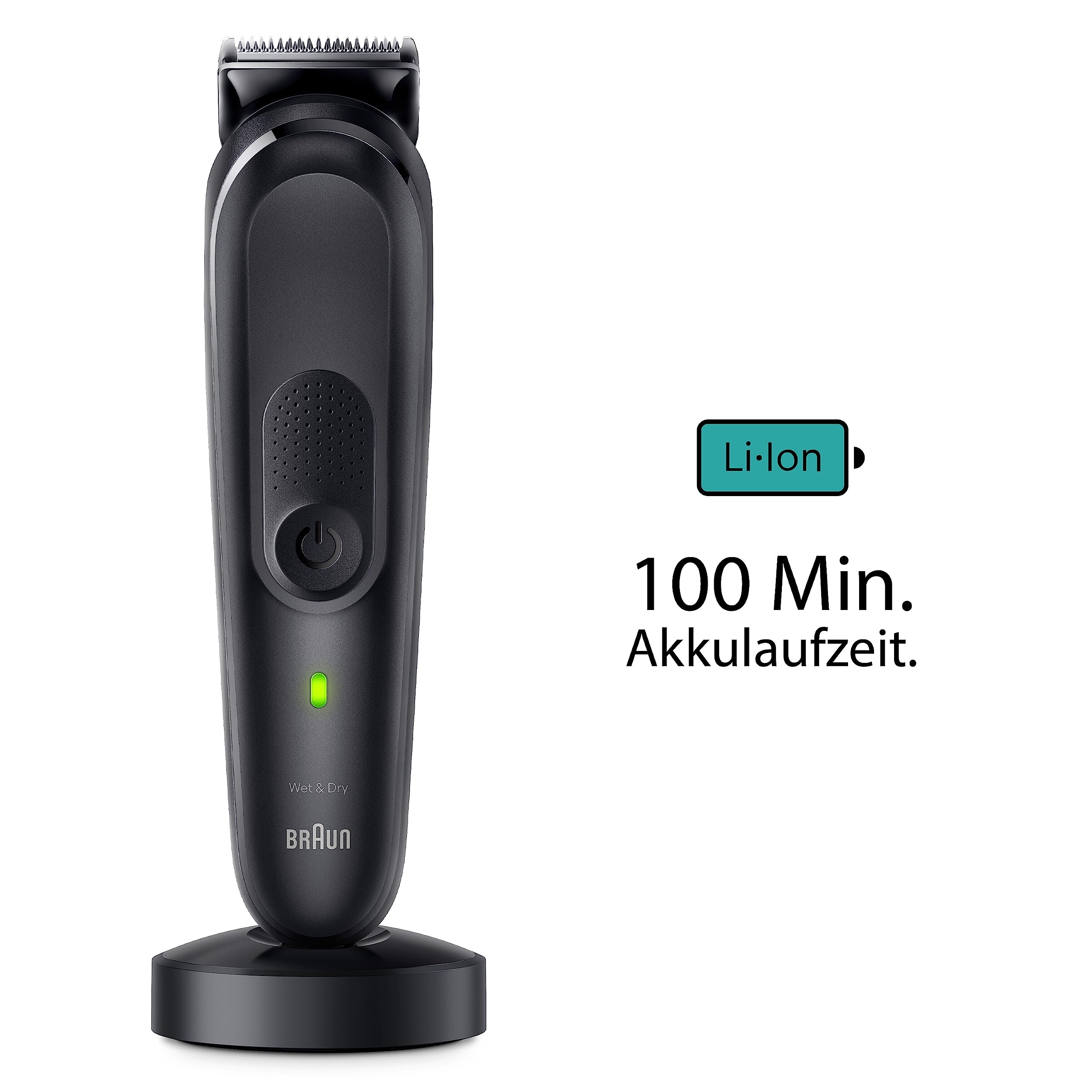 Braun All-In-One Trimmer-Set 7, 12-in-1 Multigroom, Barttrimmer, Nasenhaartrimmer, Haarschneidemaschine für Gesicht, Kopf und Körper 100 Min. Akku, 14 Längen (3–21 mm), Wasserdicht, MGK7460, Schwarz