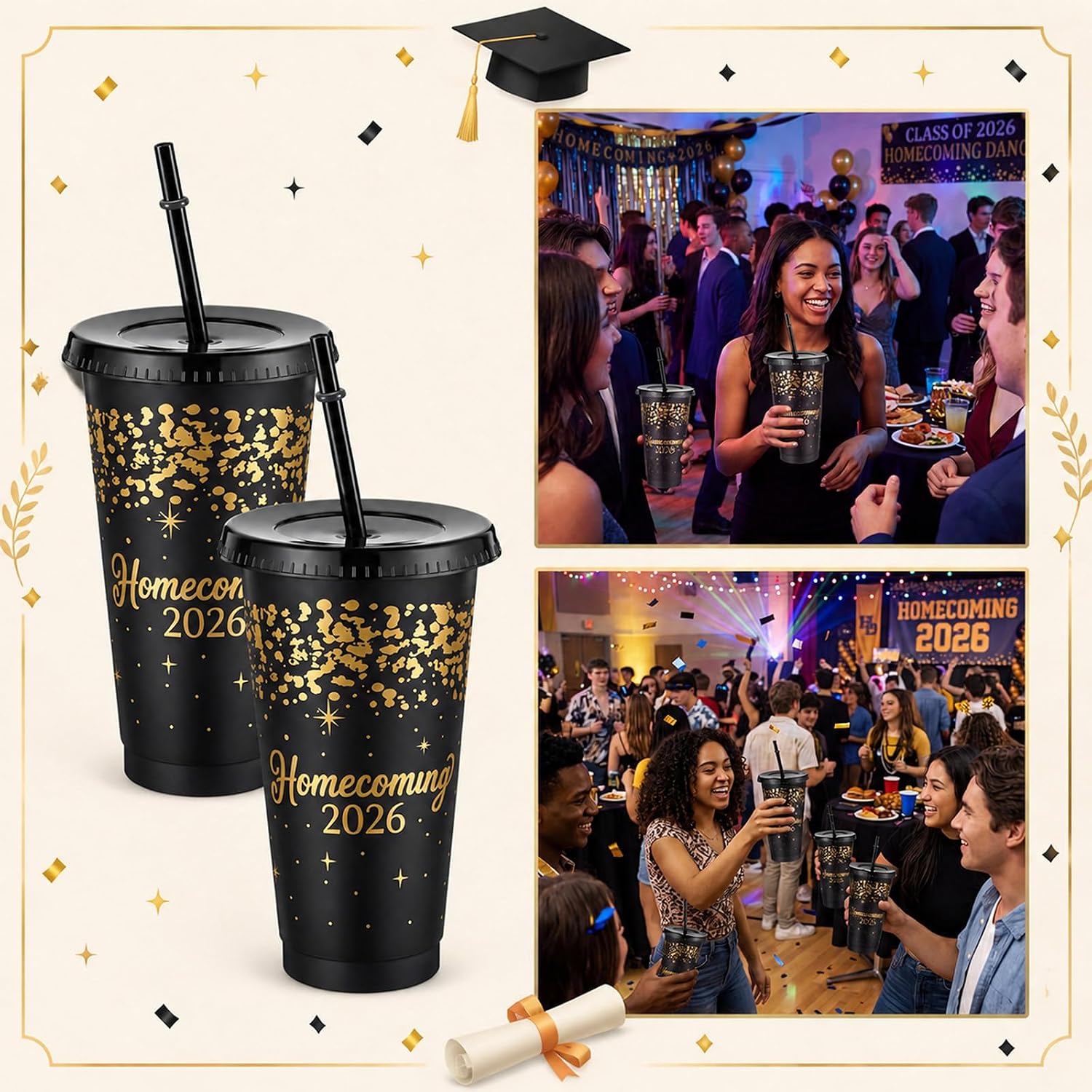 Yungyan 12 Set Homecoming Decorations 24oz Homecoming 2026 Plastic Cups
