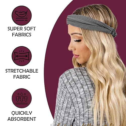 Miniatura 2 de LOTUS78 Diademas para mujer. Paquete de 8 bandas para la cabeza, bandas de tela suave para el cabello de las mujeres. Banda elástica para el sudor