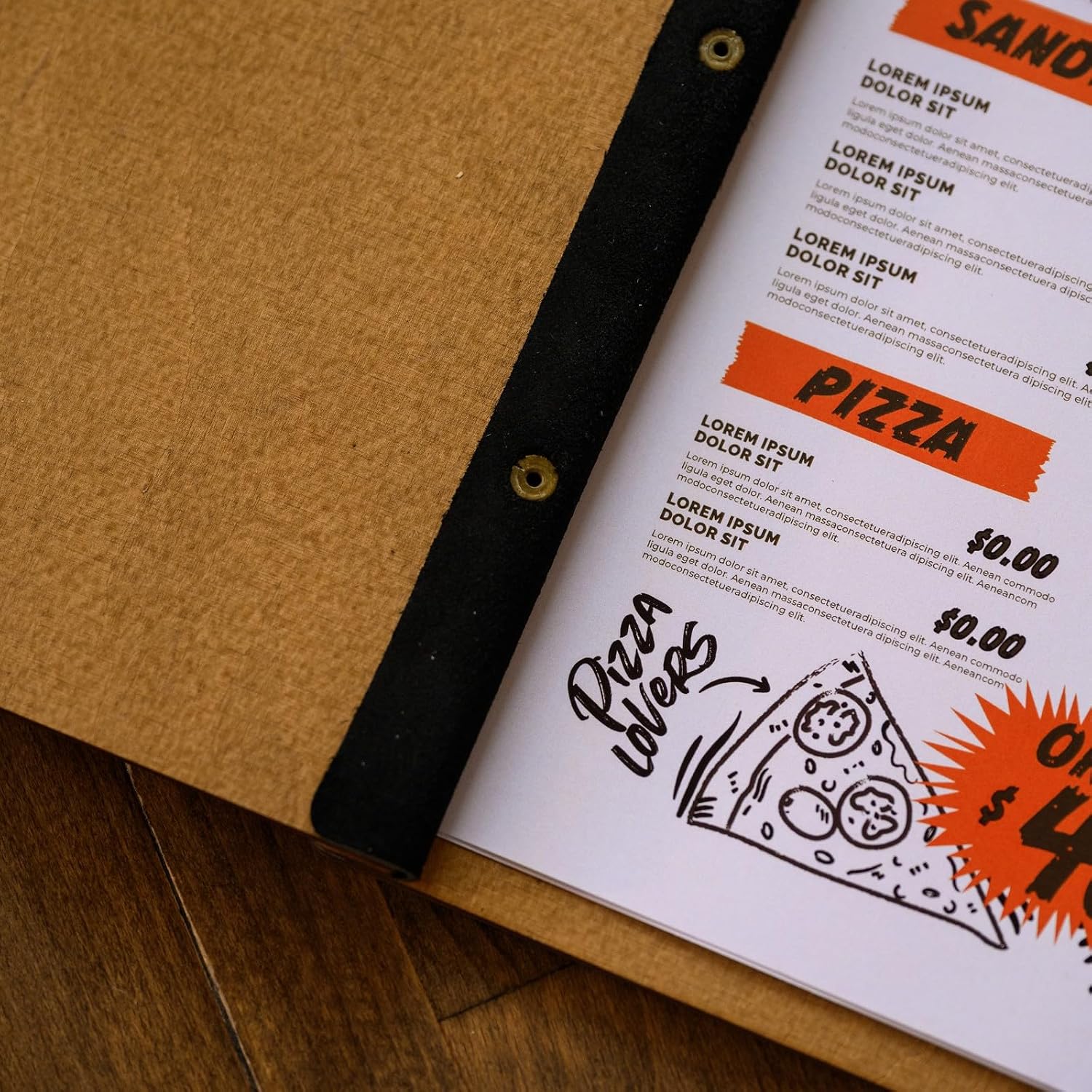 Inko Horeca - Wooden Menu Holder – 11.8 x 9 Inches – Hard Folding Menu Cover for Restaurants, Cafes, and Bars (Oak)