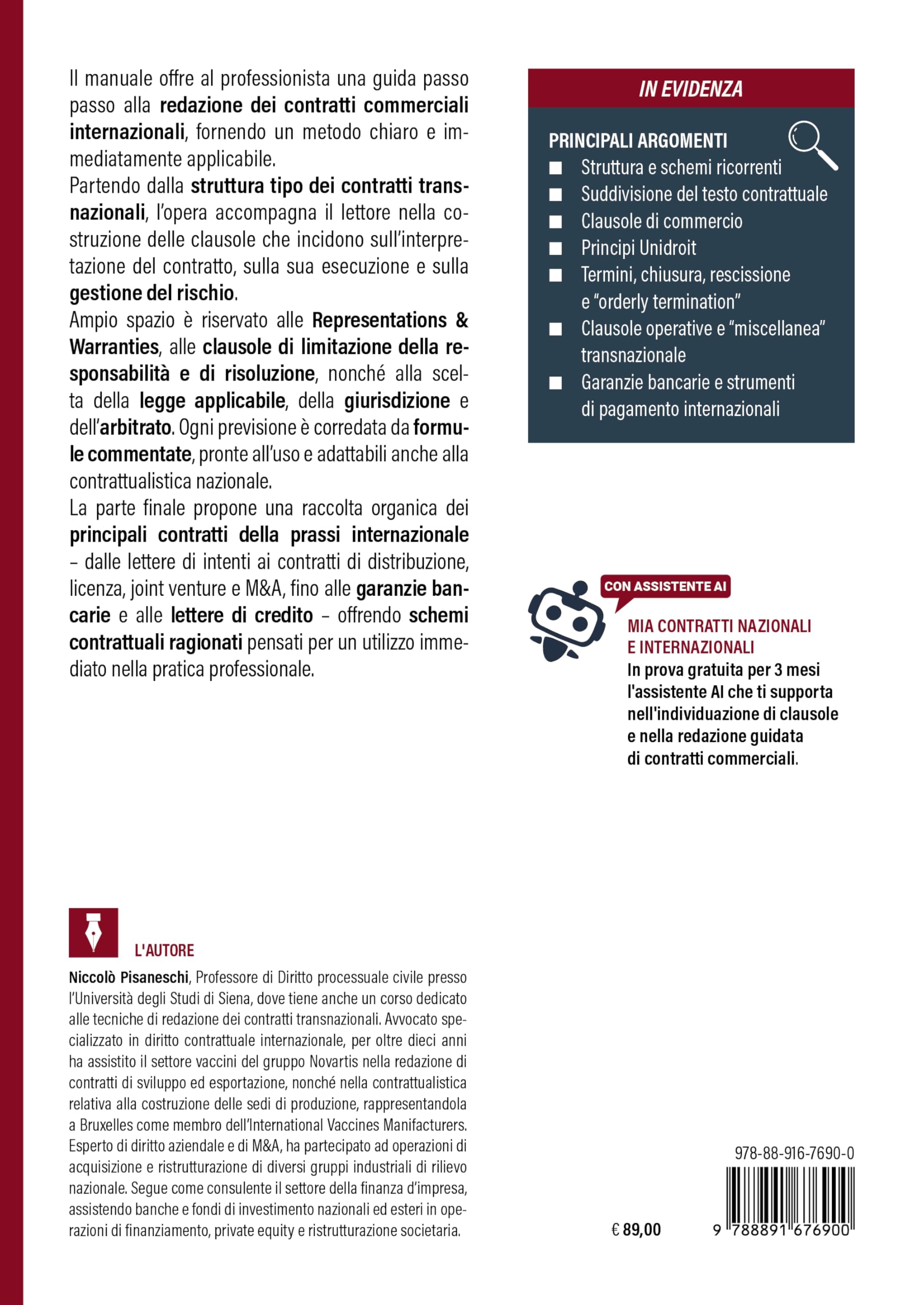 Contratti commerciali internazionali. Struttura, tecniche redazionali e clausole commentate. Con assistente AI
