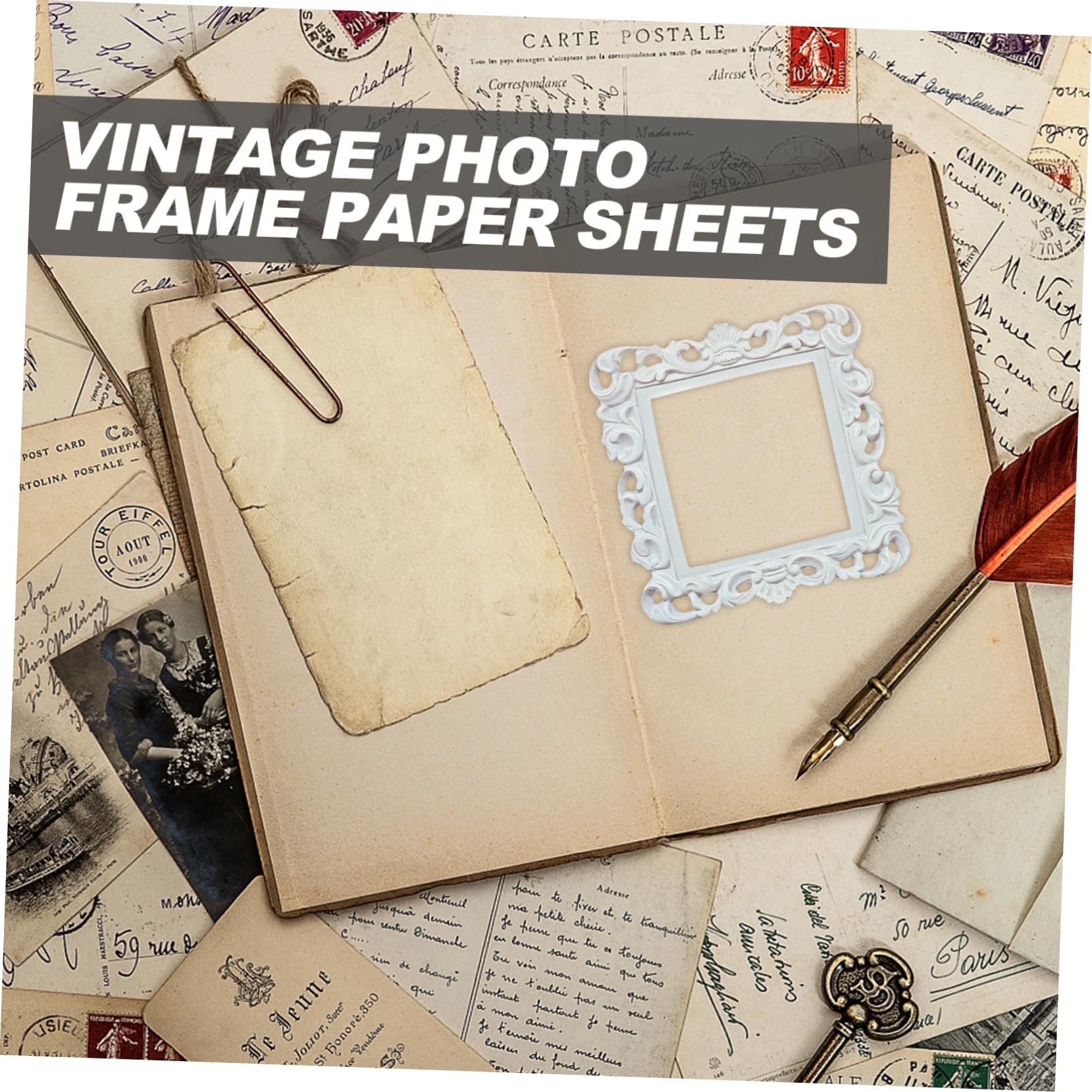 4 Sätze Basismaterial Papier Scrapbooking Papier Scrapbook Papier Vintage Rahmen Decoupage Papier Scrapbook Vintage Papier Scrapbook Rahmen Collage Papierband 40 Blätter * 4