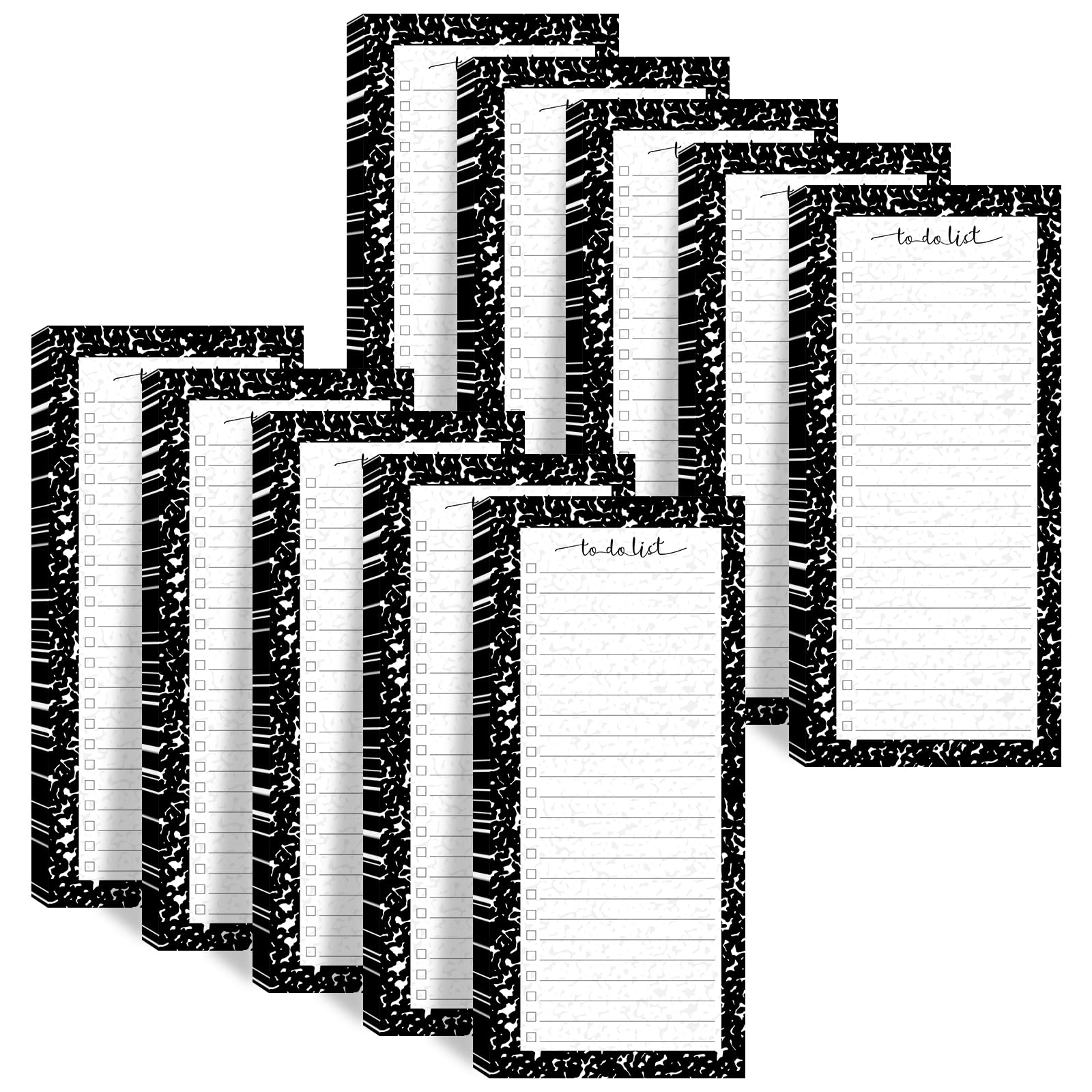 Censen 10 Pack 500 Sheets to Do List Notes Daily Checklist Notepad with 50 Sheets Undated Memo Pad Color Block Shopping List Weekly Plan Notepad Organizer Planners(Black,Marble)