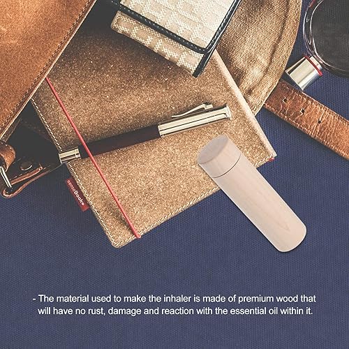 Miniatura 6 de Beaupretty - Inhalador de aromaterapia de madera con aceite esencial para inhaladores nasales, tubo de olfatear, aceite de fragancia vacío, aceite