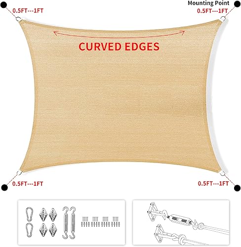 Miniatura 2 de Toldo rectangular de 4 x 20 pies, color beige, SSP1620, toldo de tela duradera con bloqueo UV, hacemos tamaños personalizados