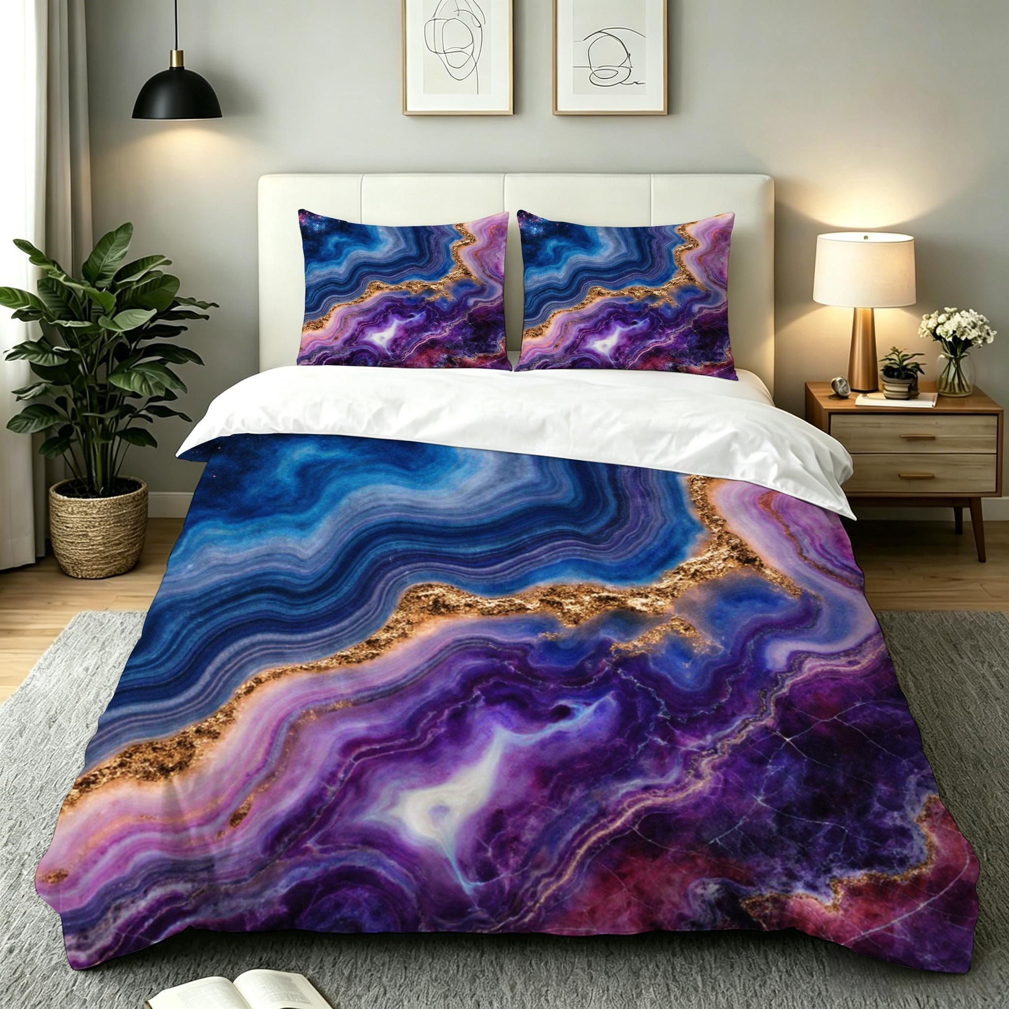 Housse de couette soyeuse 220x240 violette qui ne décolore pas