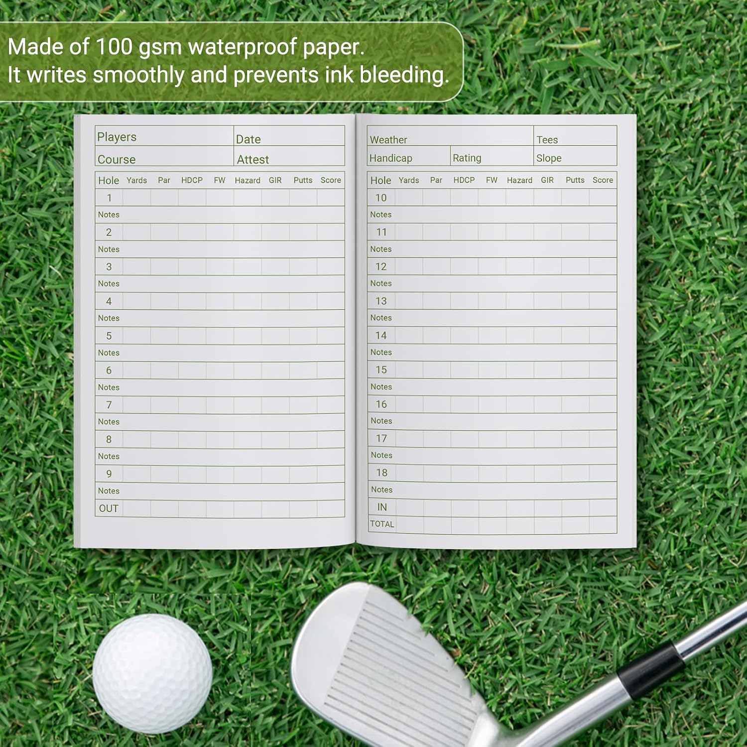 4X6 Inch Golf Scorecard Book, Waterproof Golf Club Yardage Book, Golf Log Notebook, Tracks 25 Rounds, Perfect for Men Golfers and Golf Club