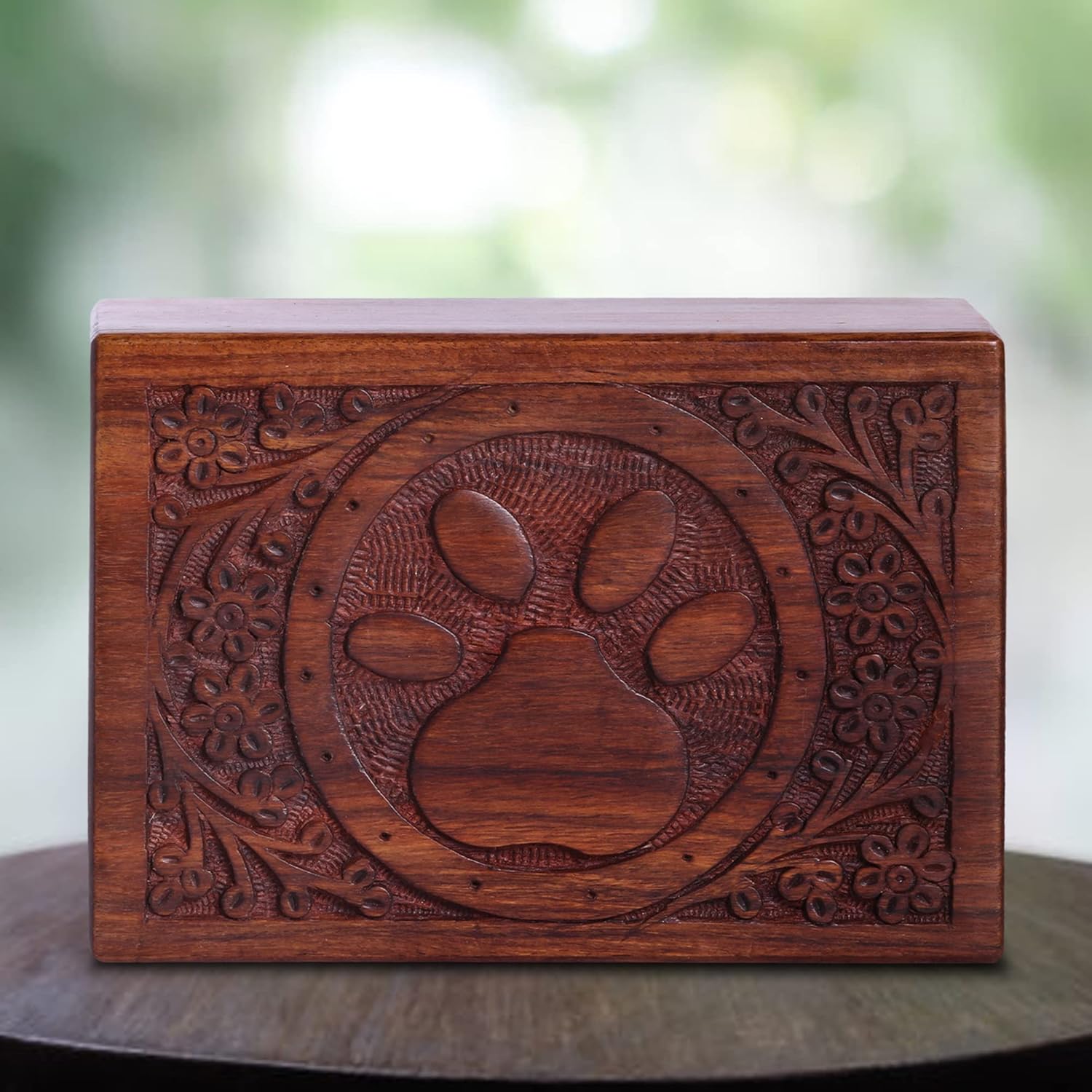 Wooden Urn Box for Pet Ashes, Cremation Funeral Paw Print Box, Pet Memorial Decorative Urn for Dog, Keepsake Burial Ash (Extra Small) - Image 9