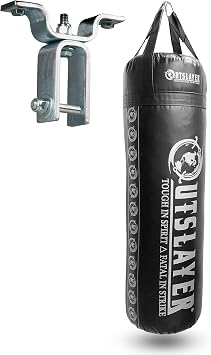 Outslayer Heavy Punching Bag Set w/Mounting Gear 80-150lb, 14-18 Inch Wide, 44 Inch to 6ft Tall | Filled/Unfilled | Boxing/MMA | Superior USA Craftsmanship