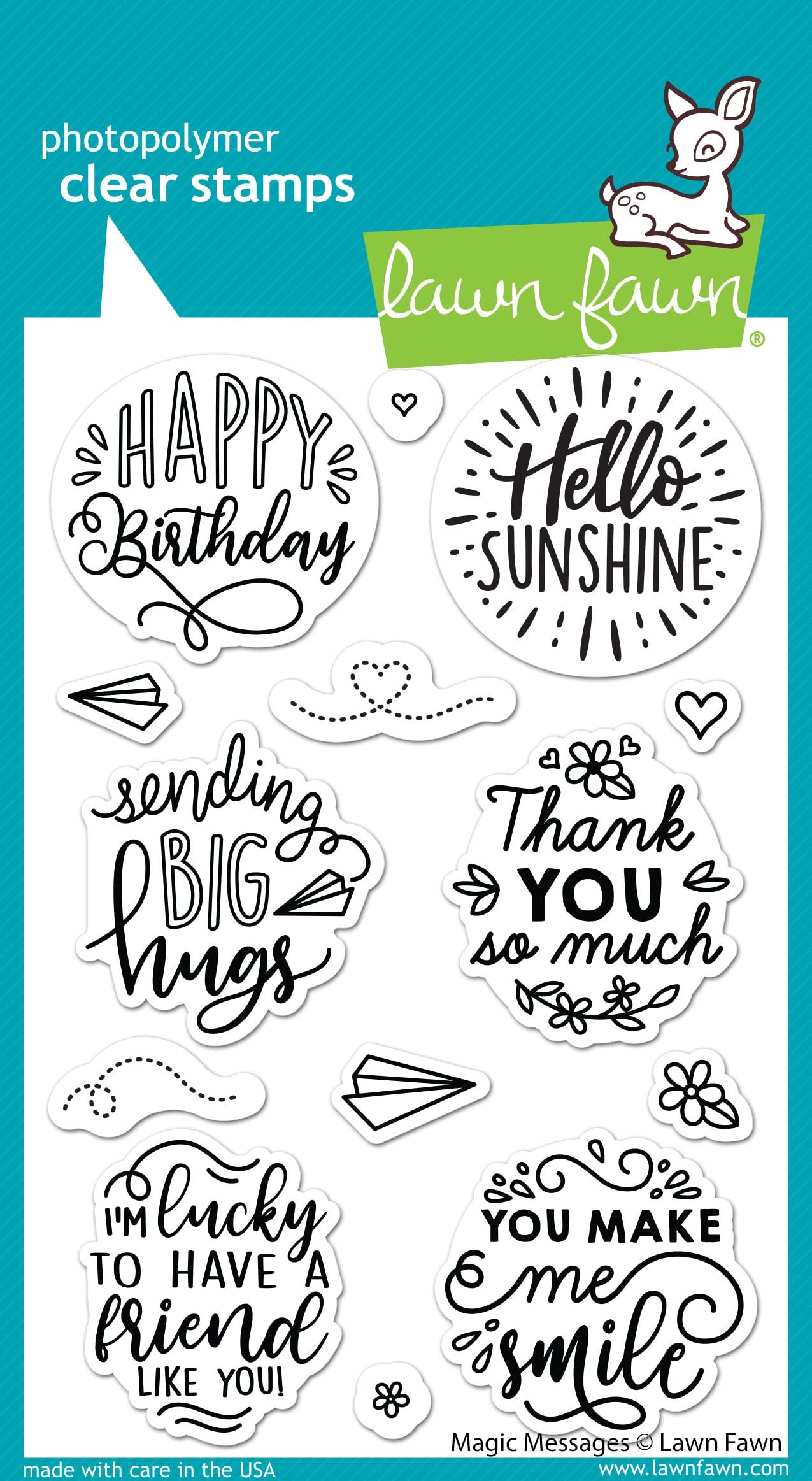 Lawn Fawn White Clear Stamps 4'X6' - Magic Messages