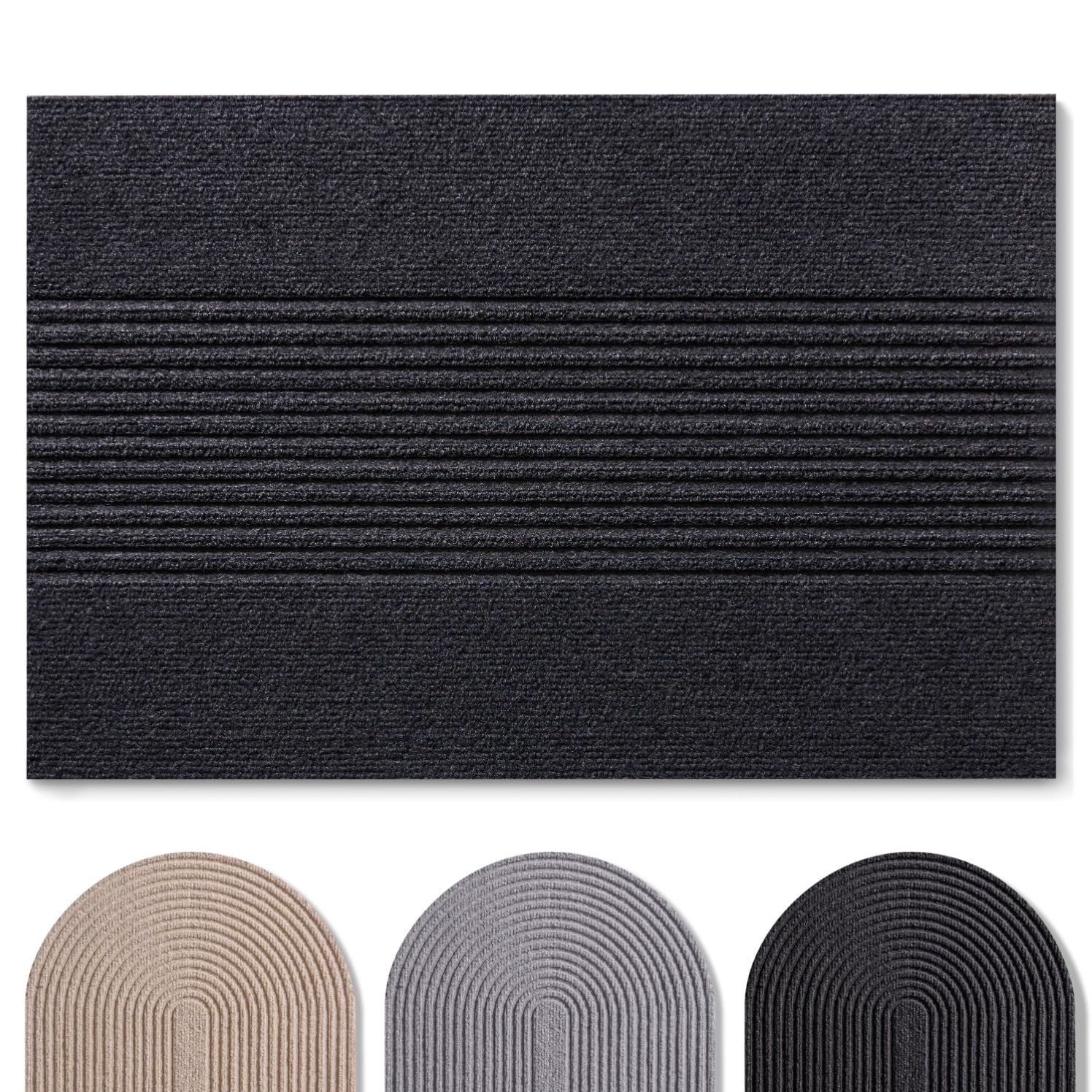 Blumtal Fußmatte 90x150 cm - rutschfeste Schmutzfangmatte - Fußabtreter mit Muster - Fußmatten Haustür - Türmatte aus Polyester - Fußmatte innen/Schmutzfangmatte außen/Floor Mat Dunkelgrau