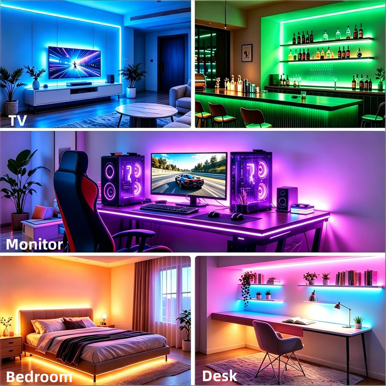 MORIACC TV LED Lichter 4.0 m, LED Lichter für TV 32-55 Zoll TV LED Hintergrundbeleuchtung Musik Sync mit TV, RGB LED Streifen Lichter für TV mit Fernbedienung APP Steuerung, USB TV Lichter hinter