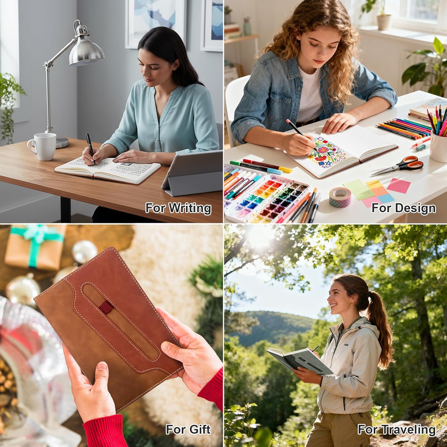 COMIX Lined Journal Notebook - 304 Pages 5.6" x 8.3" College Ruled Thick Journaling Notebook for Women & Men, Fits for Work, Diary, Travel, School, Business, Church, Hardcover, A5, Brown - Image 5