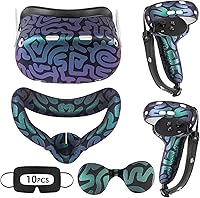 Vista 24 de Relohas Accessories for Oculus Quest 2, VR Accessory Set for Meta Quest 2, Include Controller Grip Leather Cover, VR Shell Cover, Face Cover, The