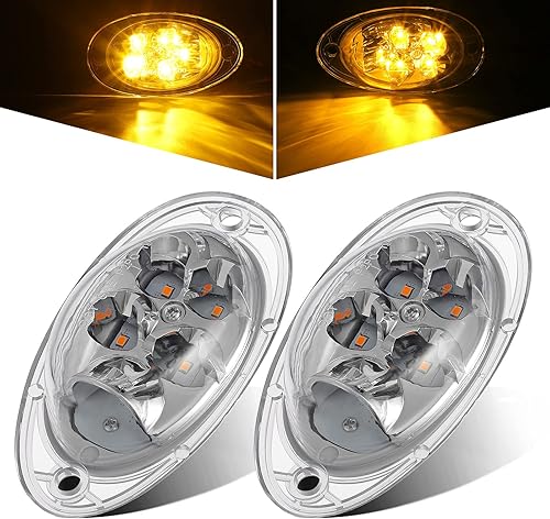 Partsam Freightliner Cascadia - Luces LED de señal de giro LED ámbar 5-2835-SMD, lente transparente, repuesto para Freightliner Cascadia semi camión