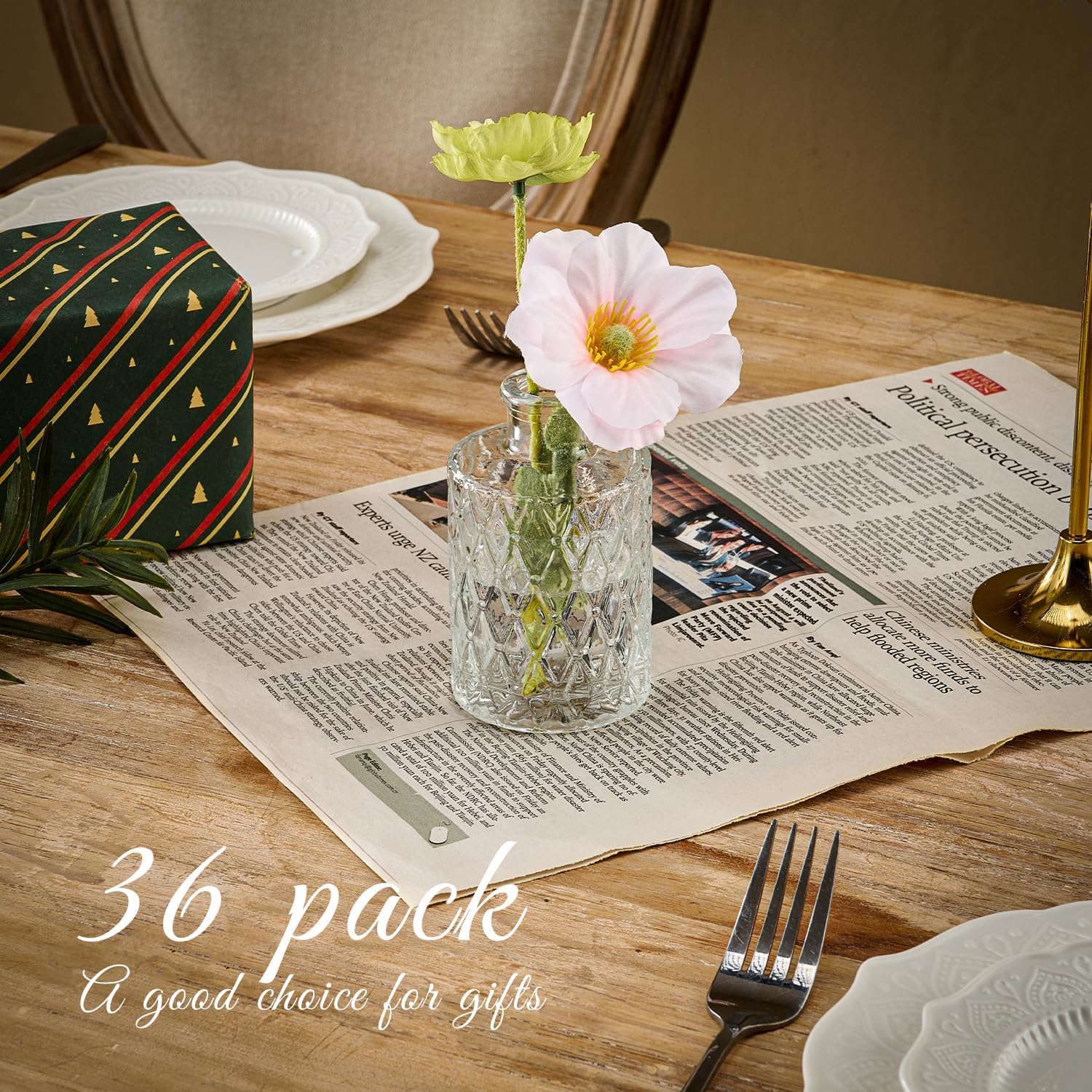Glass Bud Vase Set of 36 Pcs Small Minimalist Vases for Flowers, Vintage Rustic Home Decor for Table Centerpiece Wedding Party, Modern Clear Aromatherapy Bottle for Living Room Bedroom