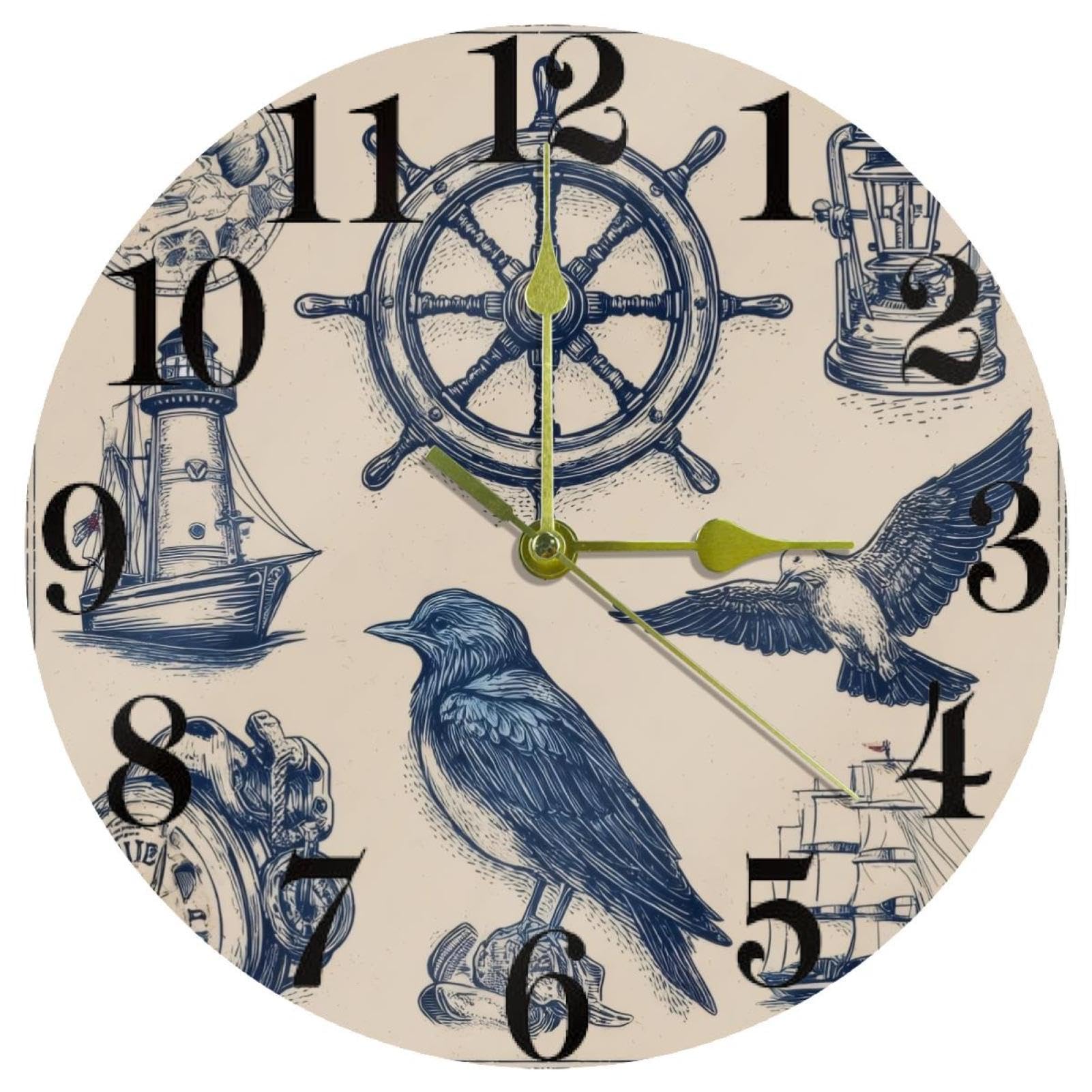 Horloge murale ronde à quartz silencieuse de 30 cm pour cuisine et bureau