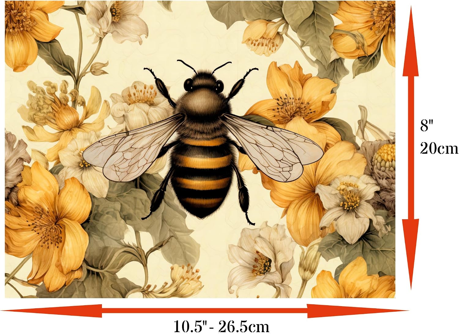 Honey Bees Rice Papers, 8 x 10.5 inch – Decoupage Paper Design for Furniture, Mixed Media, Cards & Crafts, Decoupage by CRAFT KREATIVELY