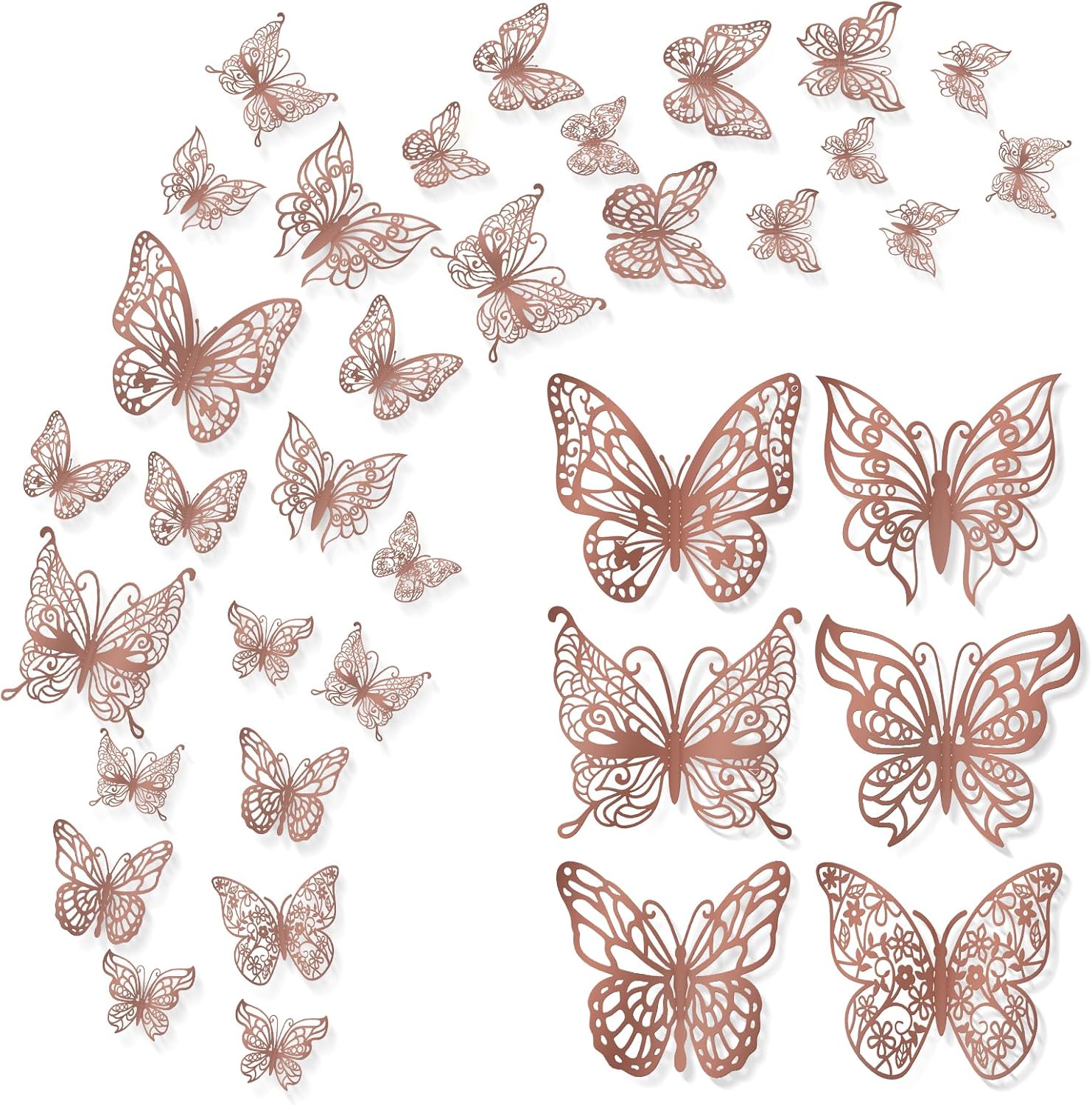 72PCS Mariposa Decorativa 3D, 6 Formas en 3 Tamaños Decoracione