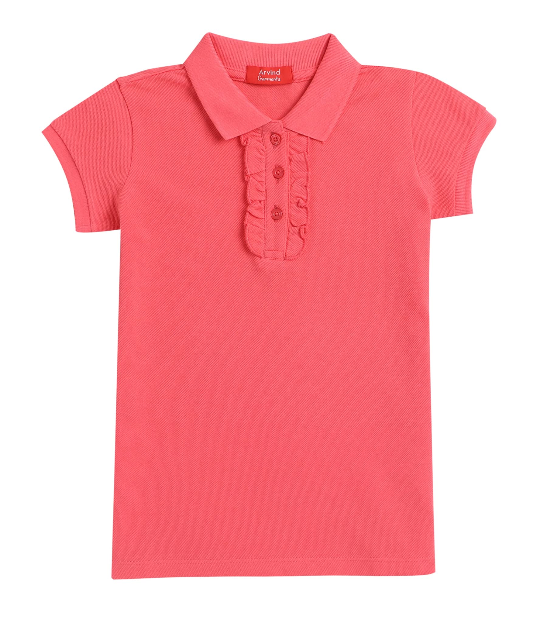 AGGirls Polo Neck Style Collar Regular Fit Solid T-Shirt