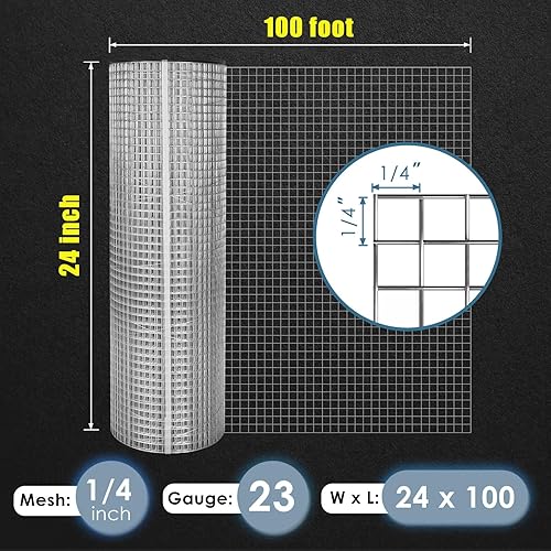 Miniatura 21 de GoldPeak Paño de hardware de 1/2 pulgada, 36 pulgadas x 50 pies, calibre 19, galvanizado en caliente después de soldar, rollo de malla de alambre