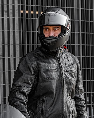 Miniatura 7 de ILM Casco de motocicleta de cara completa para motocross Street Bike certificado por DOT, 2 viseras modelo 317 (negro mate, S)