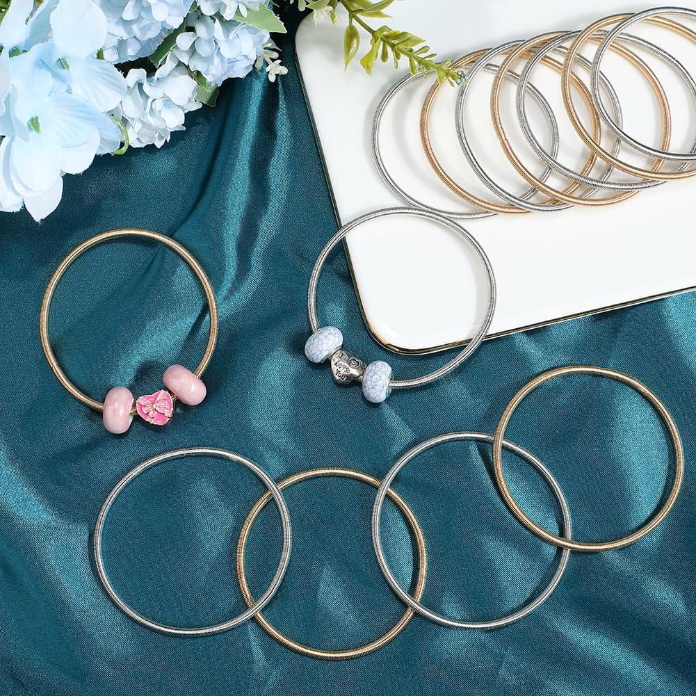 SUNNYCLUE 1 Box 20Pcs Snake Bracelet Chain Expandable Bangles 3mm Gold Silver Metal Stainless Steel Adjustable Spring Friendship Bracelets Cuffs Chains for Jewelry Making DIY Crafts Women Accessories - Image 3
