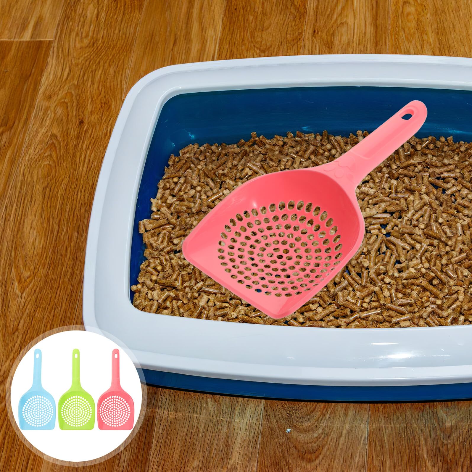 Hohopeti 15 Pezzi Paletta Lettiera Gatti Plastica con Fori Fini per Setaccio Efficiente Scoop Portatile per Pulizia Lettiera Animali Resistente e Adatta Gatti e Cani Rosa Blu Verde