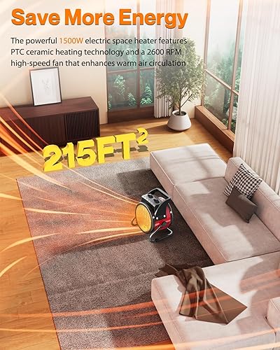 Miniatura 4 de Calentadores para exteriores para patio, calentador de espacio al aire libre de 1500 W con calentamiento rápido 3S PTC, calentador eléctrico de