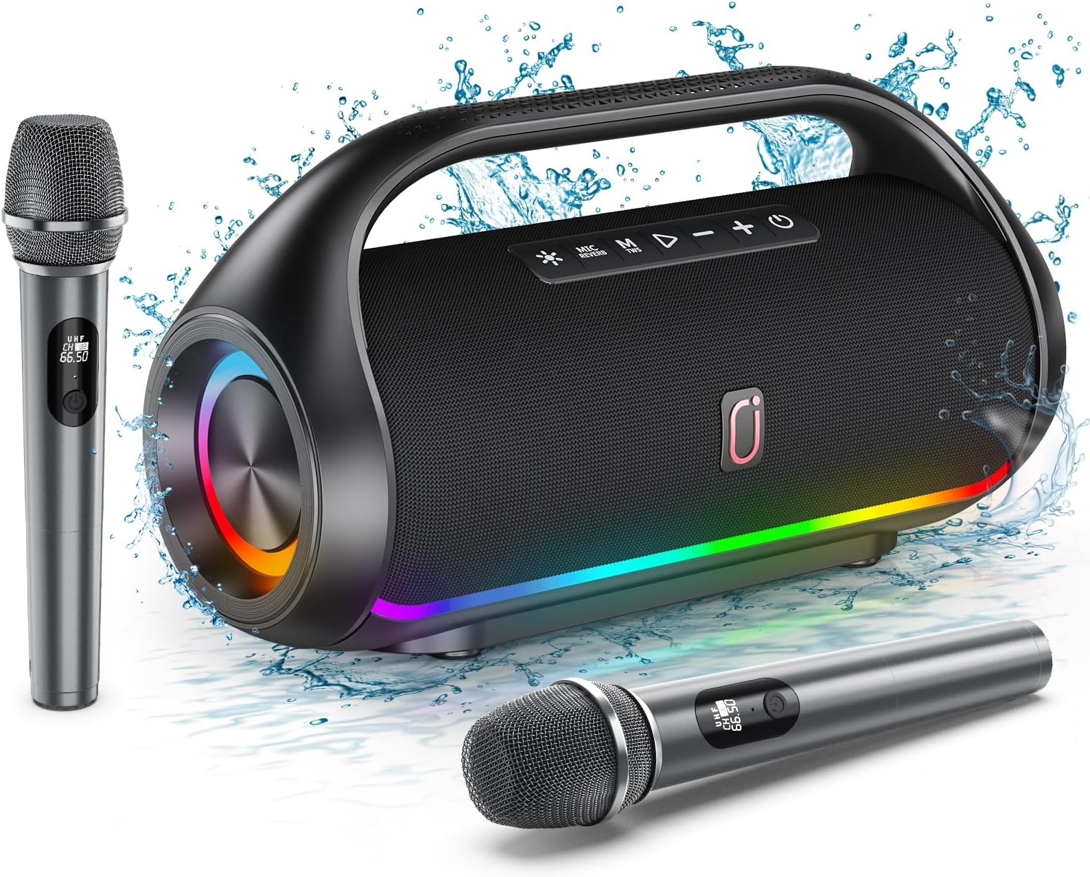 D20-T Karaoke Machine with 2 Microphones, 2024 New Portable Karaoke Speaker for Adults and Kids, Outdoor Karaoke Microphone with PA System, Super Clear Sound, TWS/Deep Bass/Echo, Best Gifts