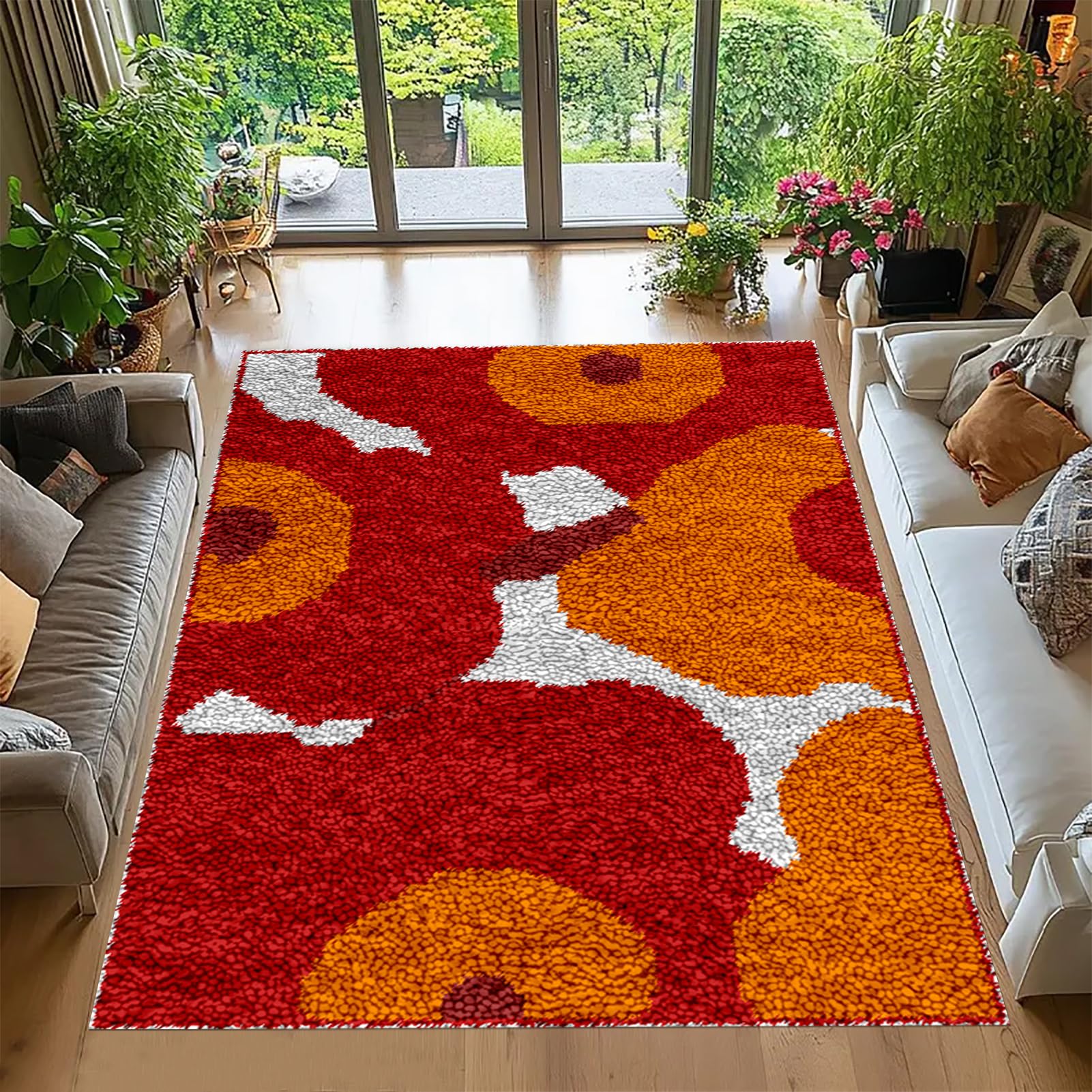 Tehocwiz K-114 Latch Hook Kits For Adults, Rug Making Kit For Adults Beginners 90X120 Cm Latch Hook Cushion Kits, Carpet Embroidery Needlework Crocheting, Tapestry Kits For Home Decoration, Latch Hook Rug Kit