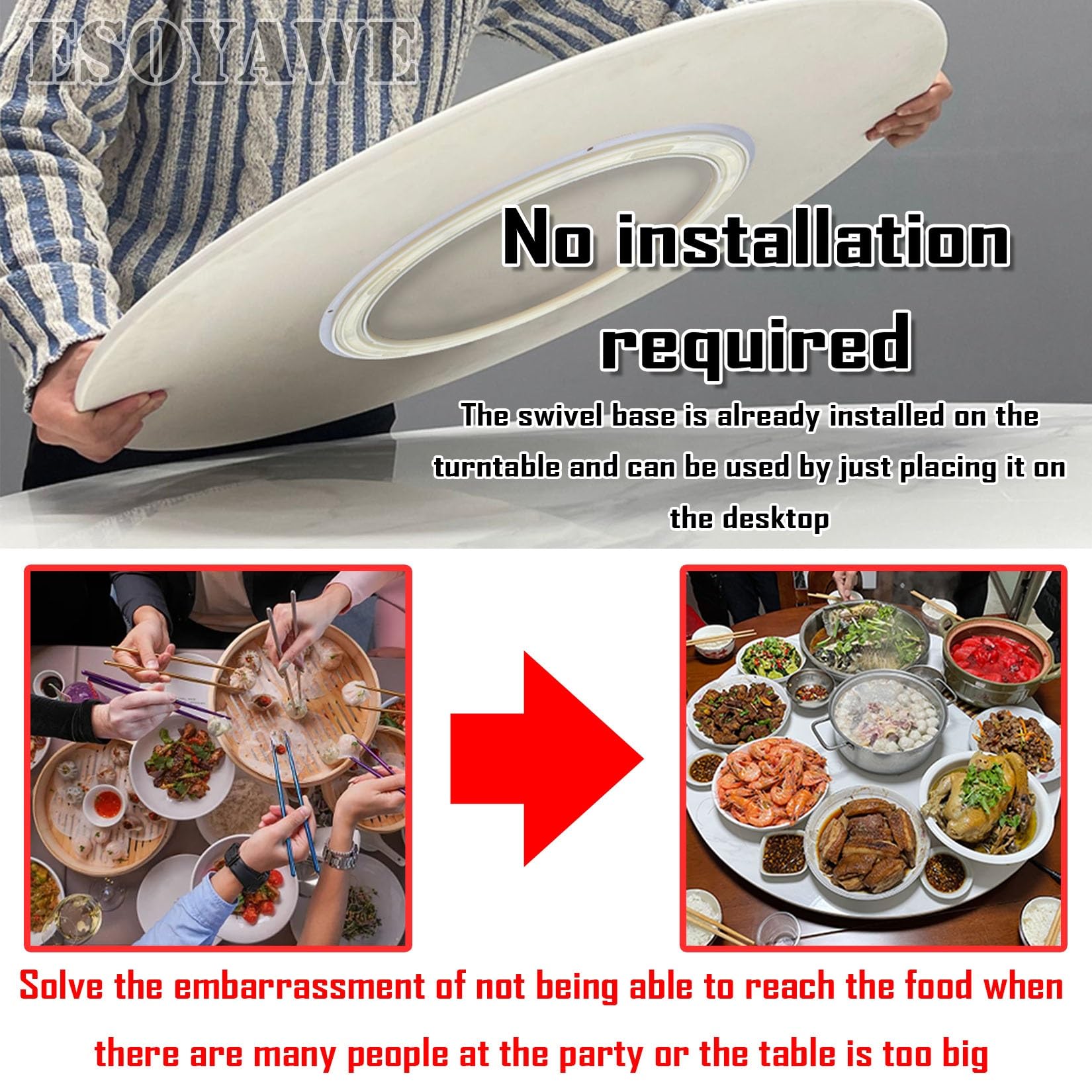Lazy Susan Piatto Girevole Da Tavolo Da Pranzo In Legno Girevole A 360º, Diametro Ø 50-100 Cm Rotondo Piatti Girevoli Da Piano Tavolo, Per Condividere Facilmente Il Cibo In Tavola