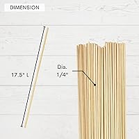 Vista 2 de Varillas de madera redondas de 1/4 x 17.5 pulgadas, sin terminar, para bricolaje, piruletas, soporte para pasteles, 50