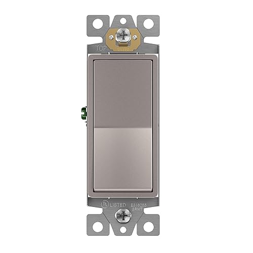 ENERLITES Elite Series 91150-NK Interruptor basculante decorativo, 15 A, 120 V277 V, unipolar, 3 cables, tornillo de conexión a tierra, grado