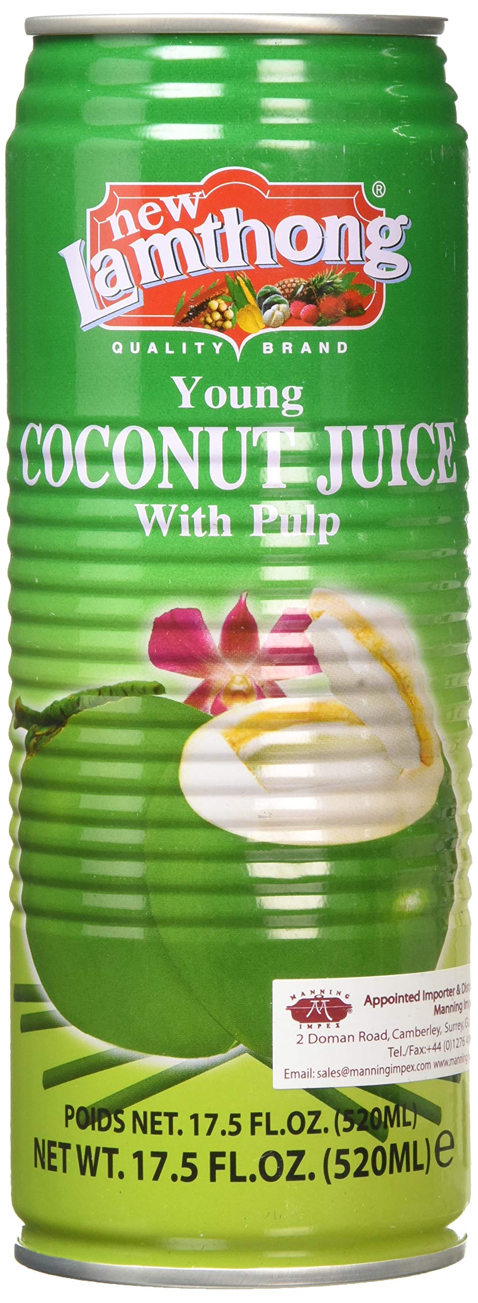 New Lamthong Young Coconut Juice with Pulp ,520ml