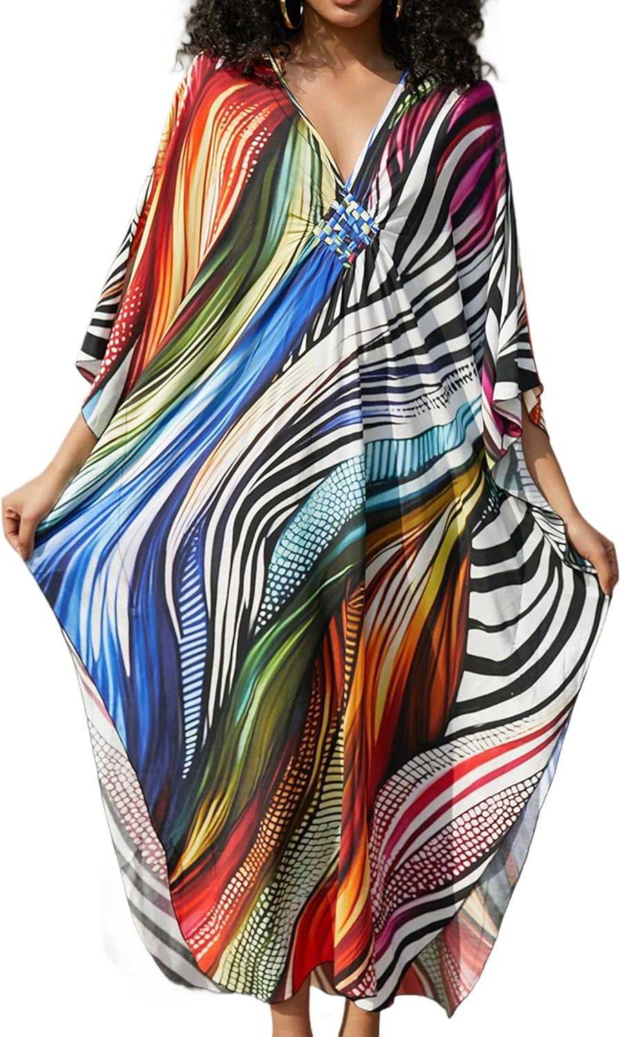 Kaftan Dress for Women,2025 Plus Size Hawaiian Batwing Sleeve Beach Cover Up Summer Swimsuit Dresses