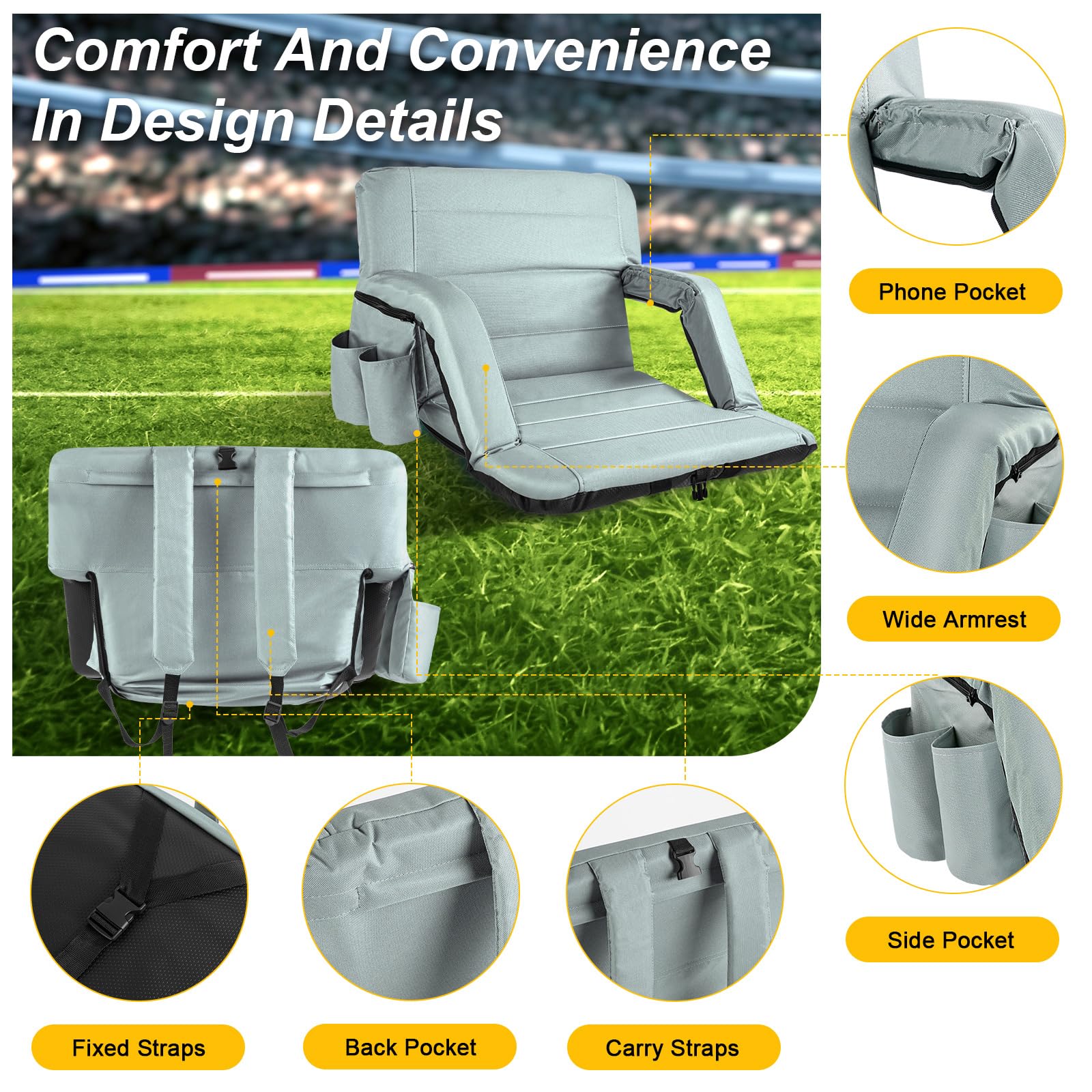Yeyeeyyee Stadium Seats With Back Support Wide, Exclusive Bleacher