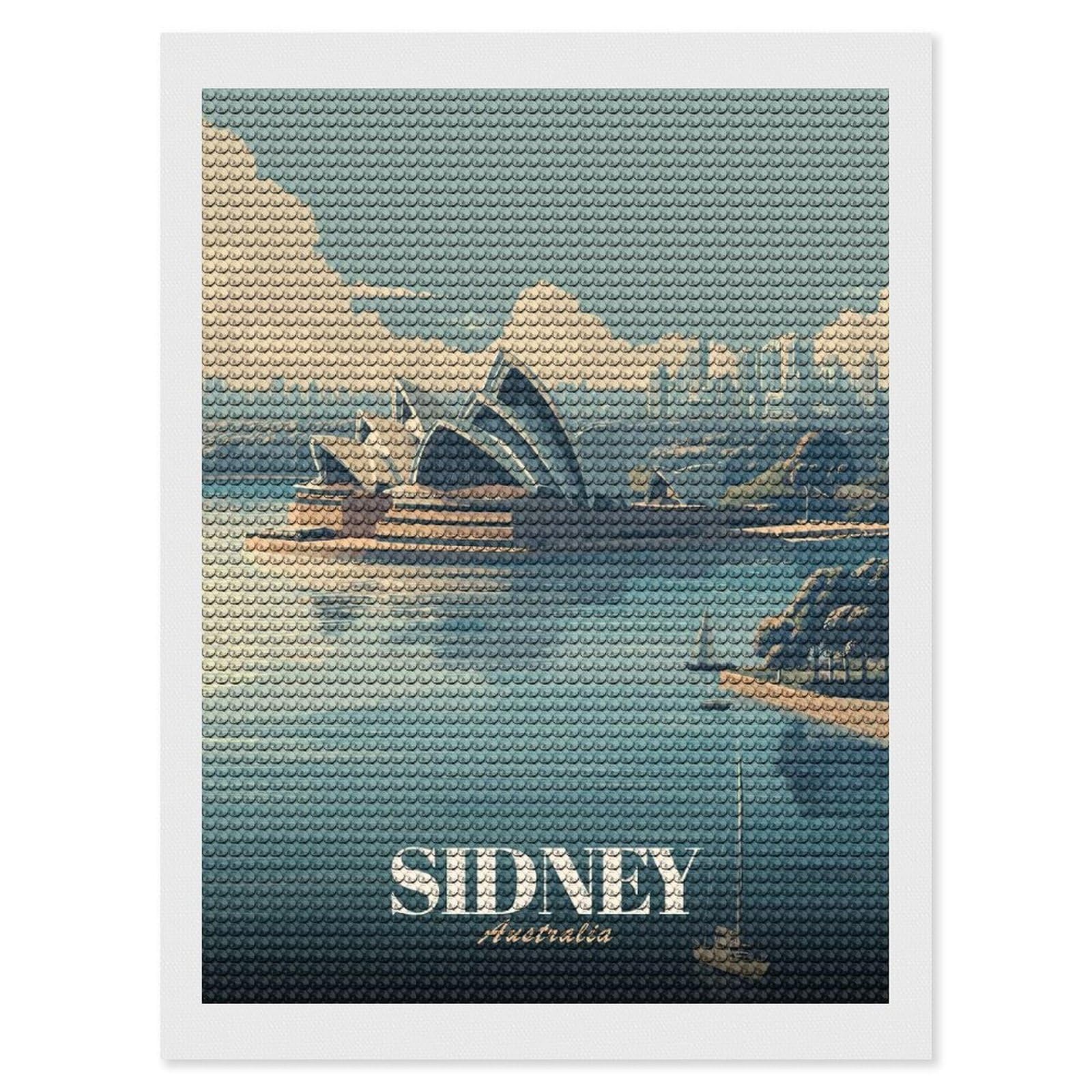 Junmoney Sydney Opera House Travel (3) Diamond Art Canvas 12"x16", Easy Handmade Project, Complete Accessories, Bedroom Decor, Birthday Gift