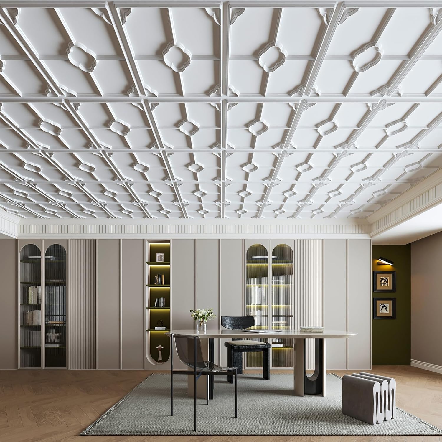 Art3d 12-Pack Lightweight Drop Ceiling Tiles for Suspended Grid, 2x2 ft Ceiling Panels in White, Cover 48 Sq.Ft