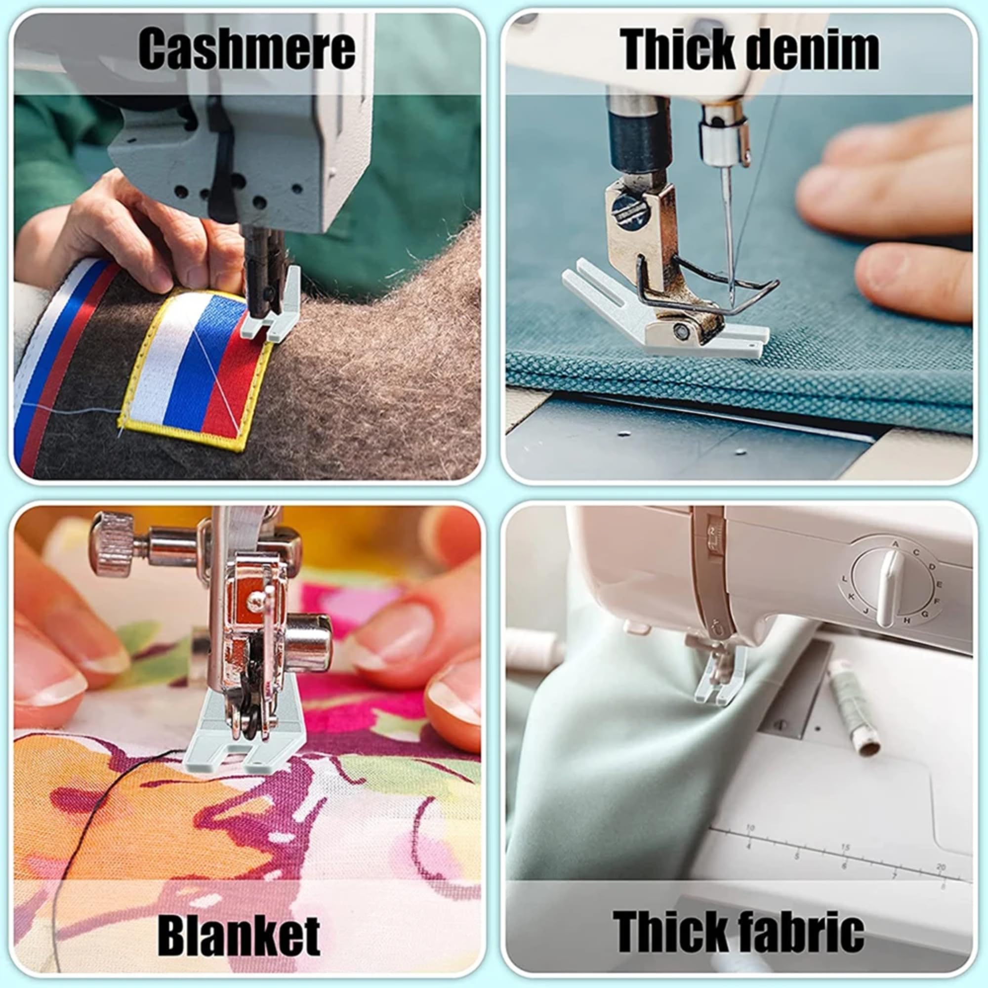 Prensatela Máquina Coser, Prensatelas de Dobladillo, Pie de Costura, prensatela Universal, Compatible con Máquinas Alfa, Singer, Brother, Janome, Elna, Juki, 2 unidades - imagen 2