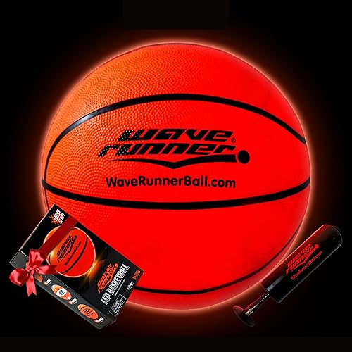 Wave Runner Baloncesto que brilla en la oscuridad, juguetes iluminados de tamaño oficial 7 para juegos de pelota nocturna, tamaño reglamentario,