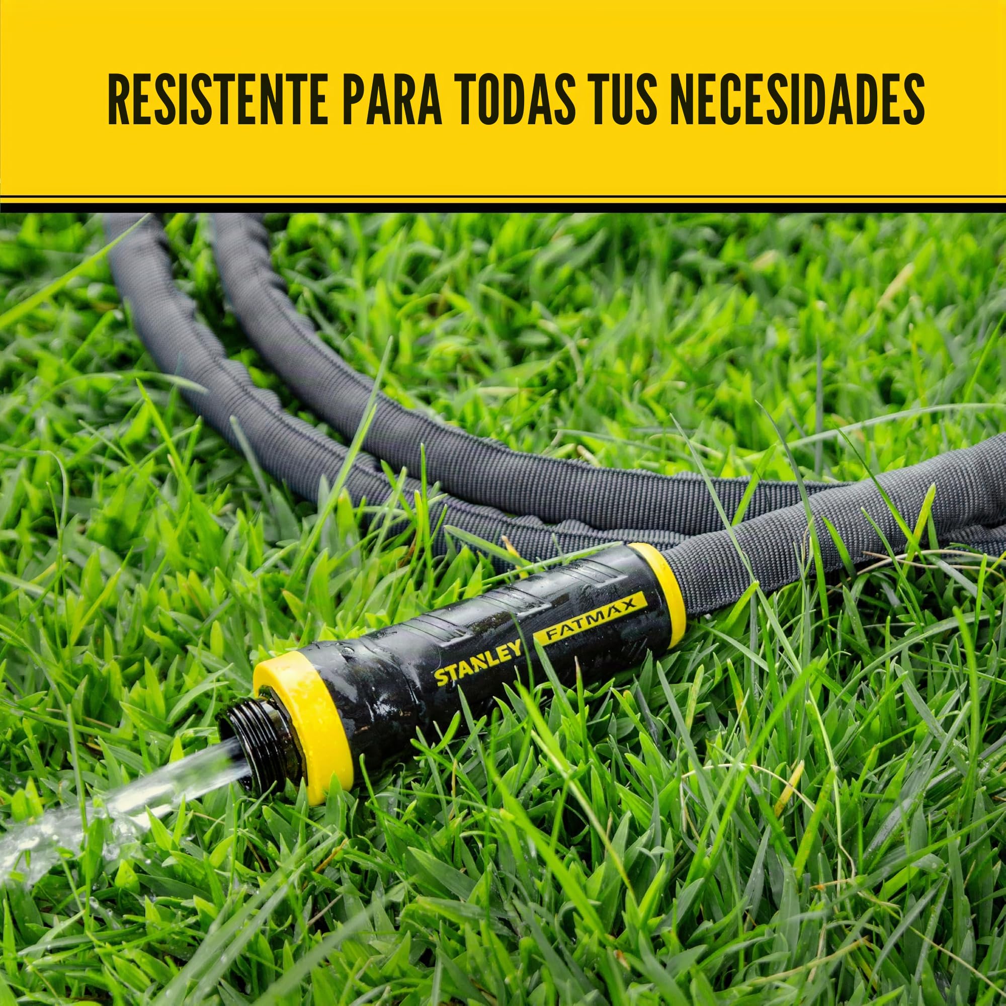 STANLEY BDS918504 Fatmax - Manguera de tela con acoplamiento giratorio de riego, 50 pies x 5/8 pulgadas, gris, 50 pies