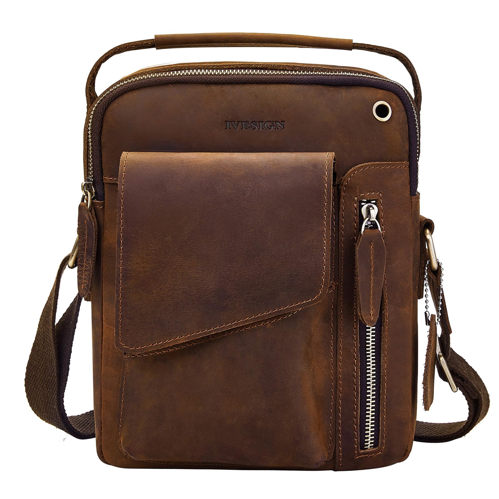 IVESIGN Crossbody Sling Bag for men and women,Leather Satchel Shoulder Bag | Crossbody