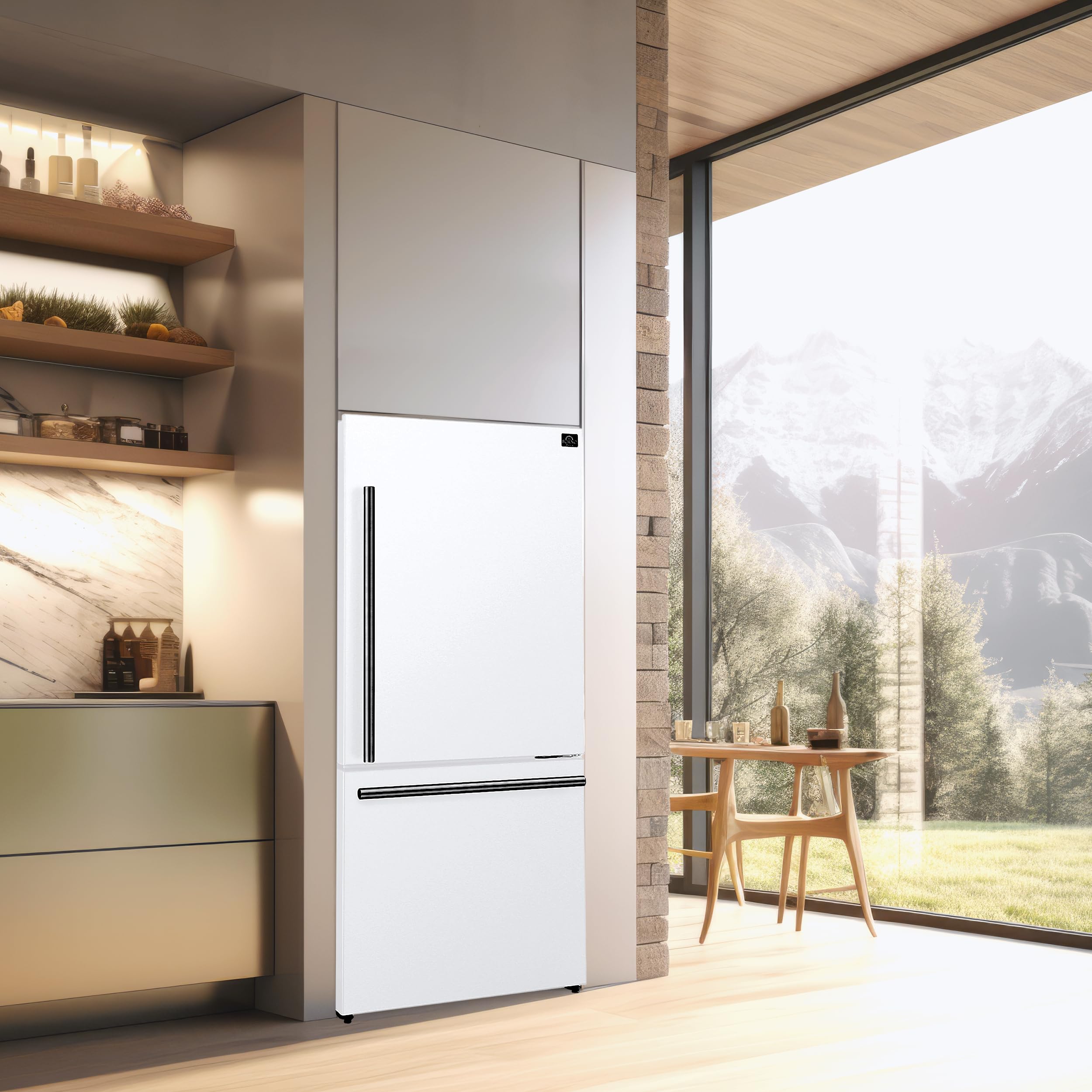 Forno 31" Milano Espresso White Fridge with Bottom Freezer - 17.2 cu. ft Counter Depth Refrigerator with Touch Control & LED - Swing Door Fridge with Adjustable Door Bins and Crisper Drawer on Fridge.com