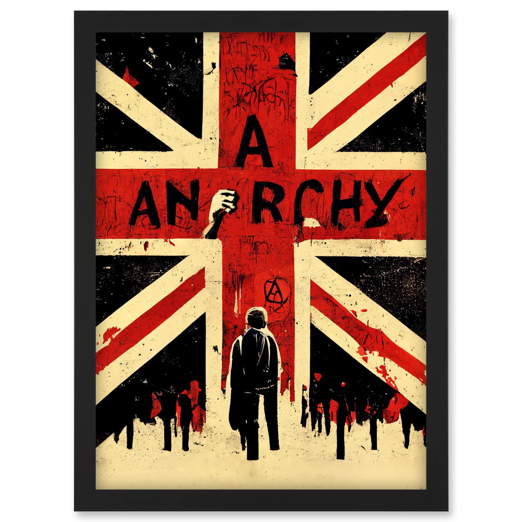 Doppelganger33 LTD Anarchy Union Jack Stencil Rebel Graffiti Punk UK Artwork Framed A3 Wall Art Print
