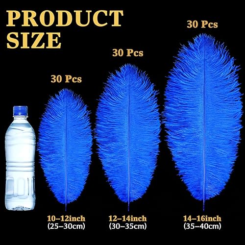 Miniatura 8 de Maitys 90 plumas de avestruz naturales grandes a granel de 14-16 pulgadas (13.8-15.7 in) 12-14 pulgadas (11.8-13.8 in) 10-12 pulgadas (9.8-11.8 in)