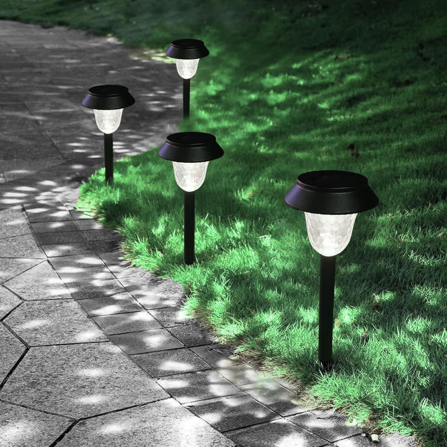 4 Pack Christmas Solar Pathway Lights Cool White Solar Path Lights Christmas Solar Path Lights